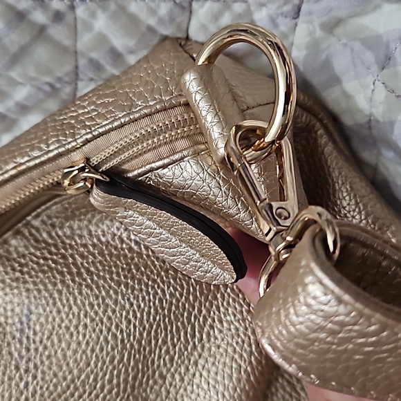 FREE NWOT 14×9.5 NWOT Gold sachel shoulderbag - Picture 6 of 9